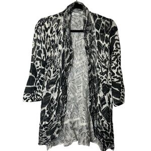 Mona Leah Couture Boho Abstract Animal Print Cardigan Duster Artsy Layered M